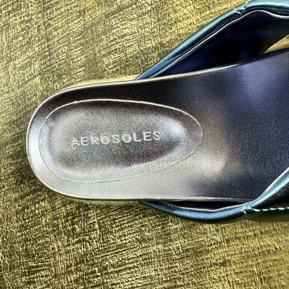 Aerosoles Linney-We metallic leather flat espadrille slide sandals - Picture 6 of 9